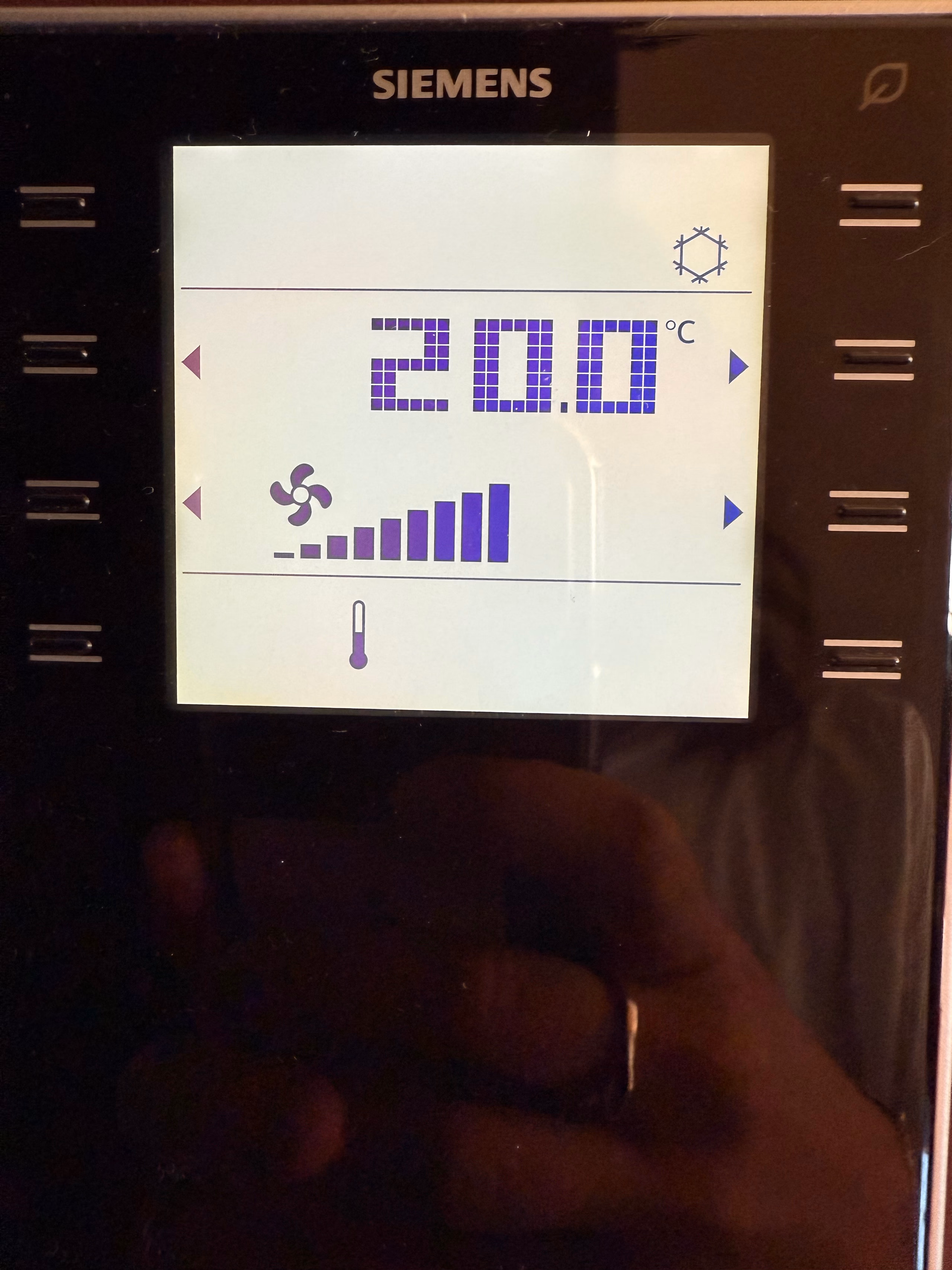 Siemens climate panel on the room wall