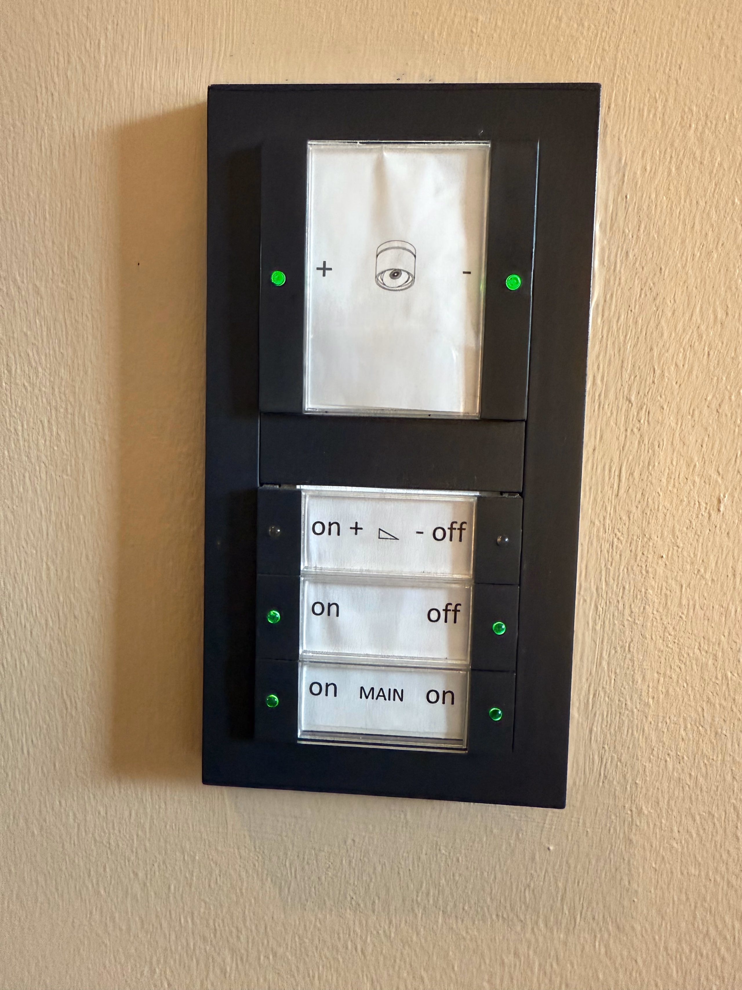 Main light switch panel near the room entrance